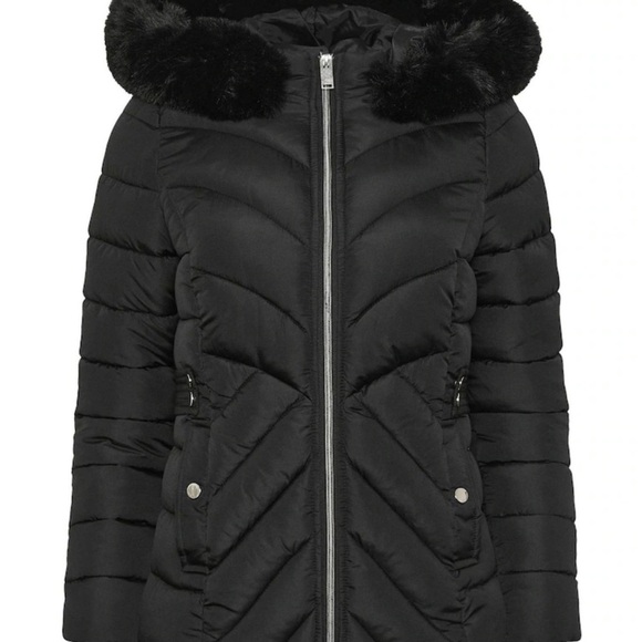 Max&Co Pufffy Coat Women’s size USA size 04  black mid- length - Picture 8 of 17